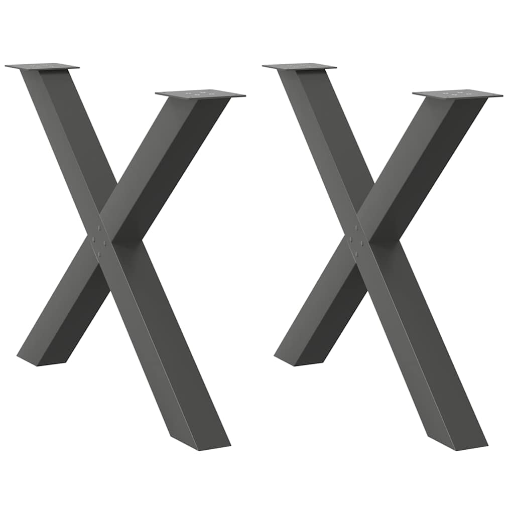Spisebordben X-formet 2 stk antrasitt 90 x (72-73) cm stål