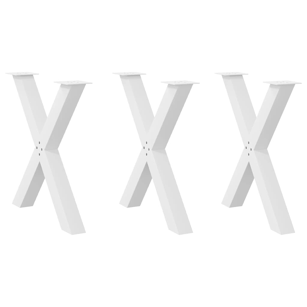 Spisebordben X-formet 3 stk hvit 70 x (72-73) cm stål vidaXL