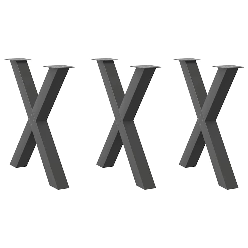 Spisebordben X-formet 3 stk antrasitt 70 x (72-73) cm stål