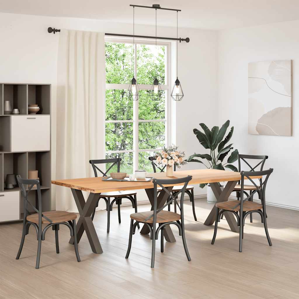 Spisebordben X-formet 3 stk naturstål 70 x (72-73) cm stål