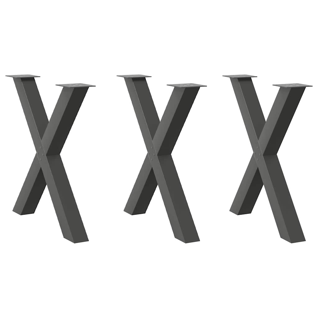 Spisebordben X-formet 3 stk antrasitt 80 x (72-73) cm stål
