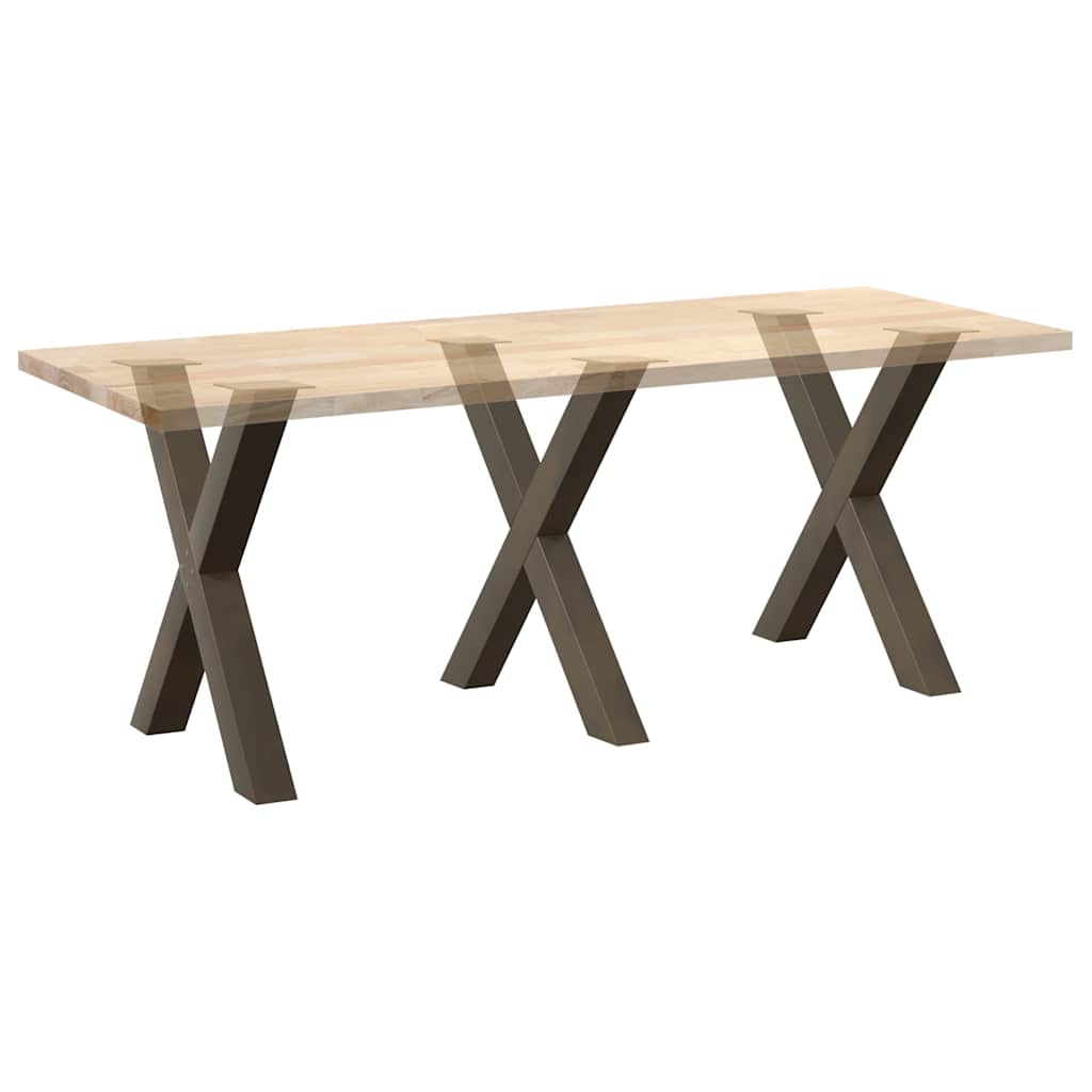 Spisebordben X-formet 3 stk naturstål 80 x (72-73) cm stål