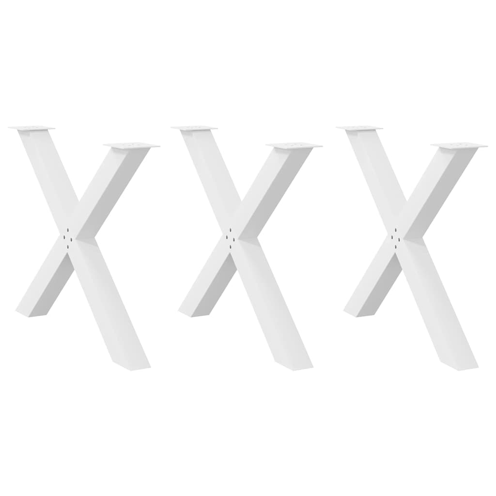 Spisebordben X-formet 3 stk hvit 90 x (72-73) cm stål vidaXL