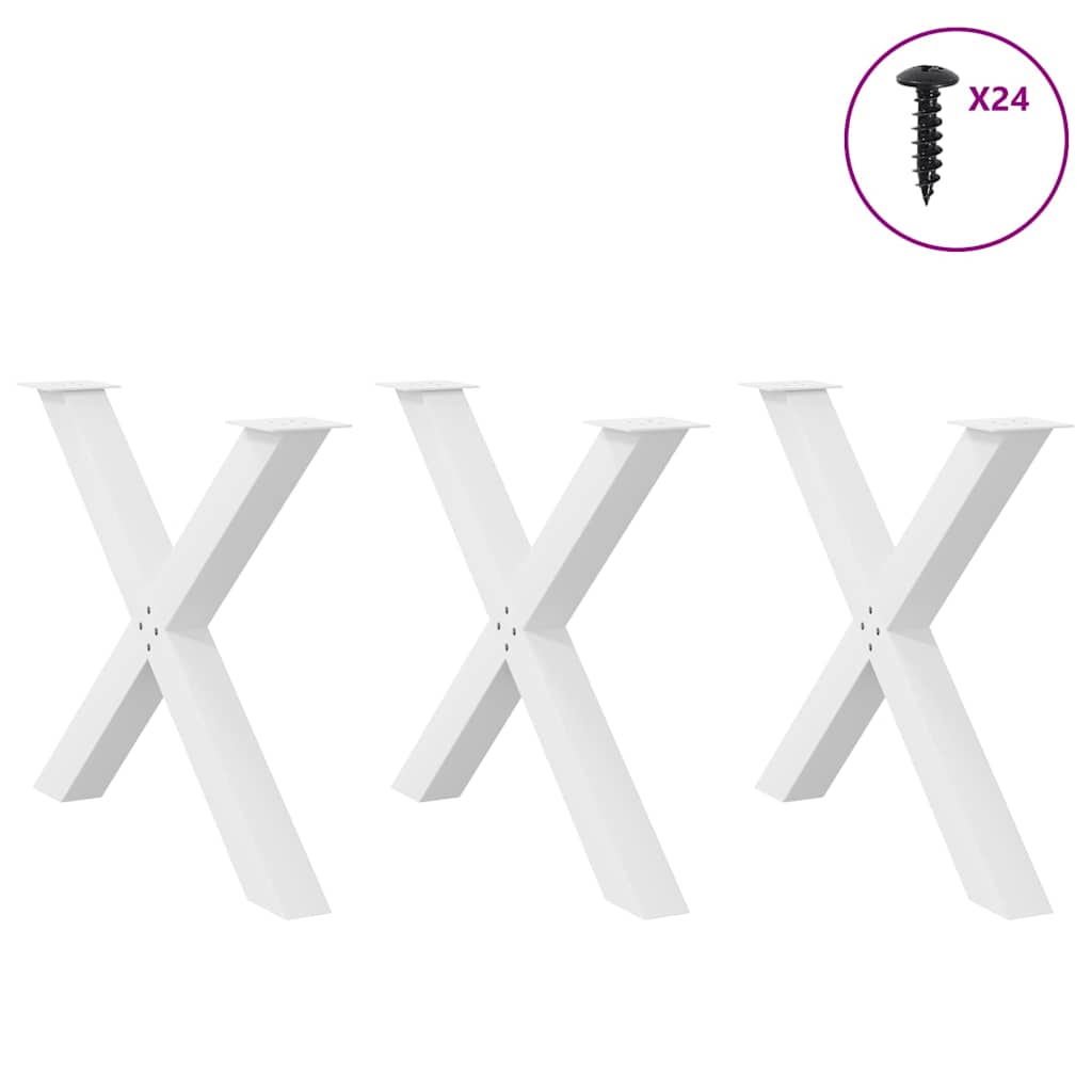 Spisebordben X-formet 3 stk hvit 90 x (72-73) cm stål vidaXL