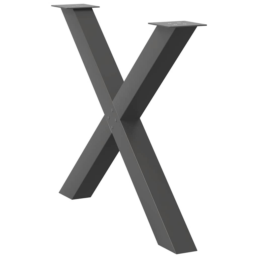 Spisebordben X-formet 3 stk antrasitt 90 x (72-73) cm stål