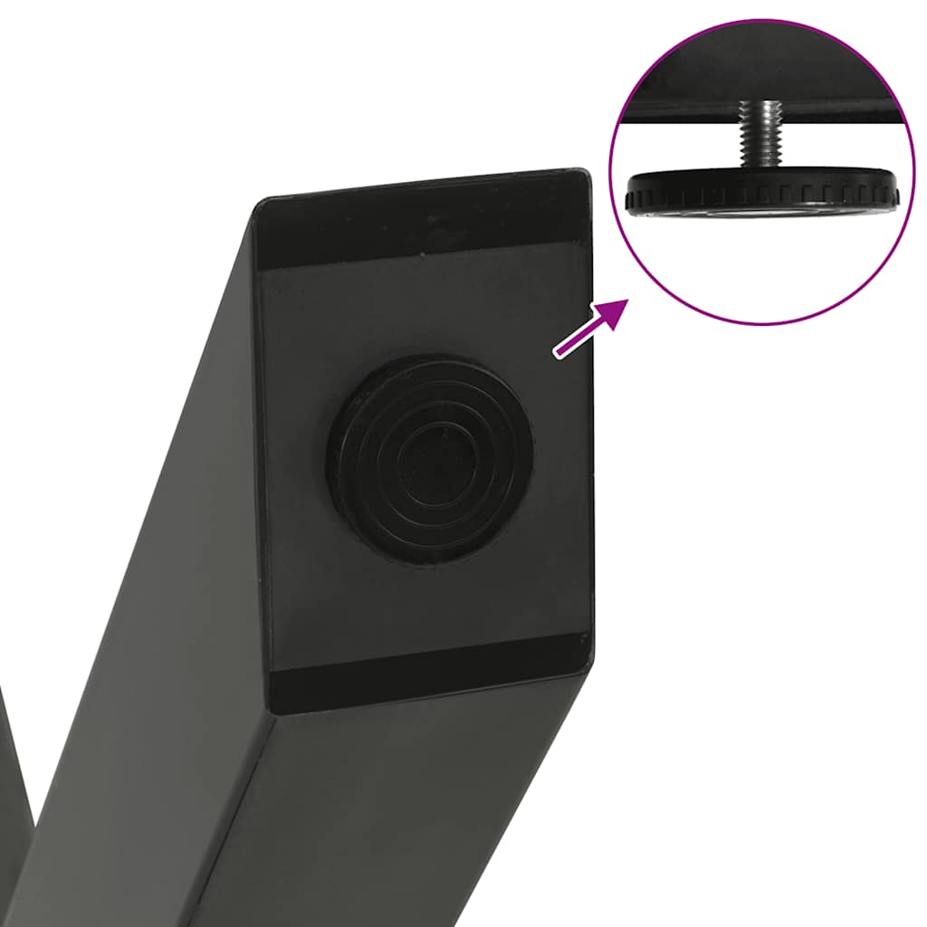 Spisebordben X-formet 3 stk antrasitt 90 x (72-73) cm stål