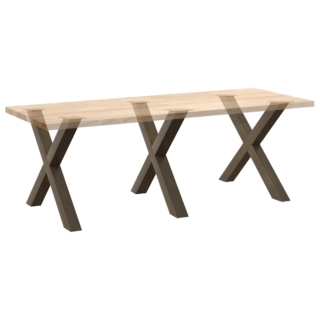 Spisebordben X-formet 3 stk naturstål 90 x (72-73) cm stål