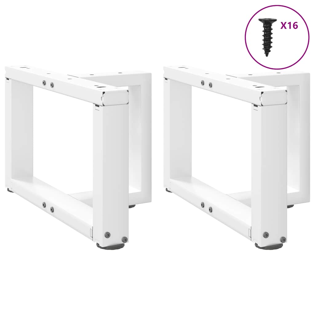 Salongbordben T-formet 2 stk hvit 50x25x(30-31) cm stål