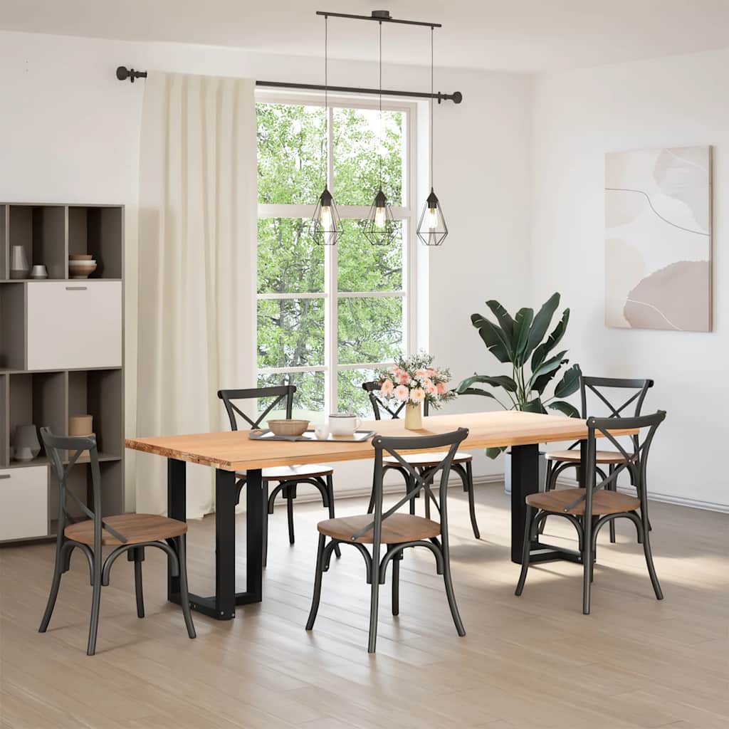 Spisebordben T-formet 2 stk svart 60x35x(72-73) cm stål