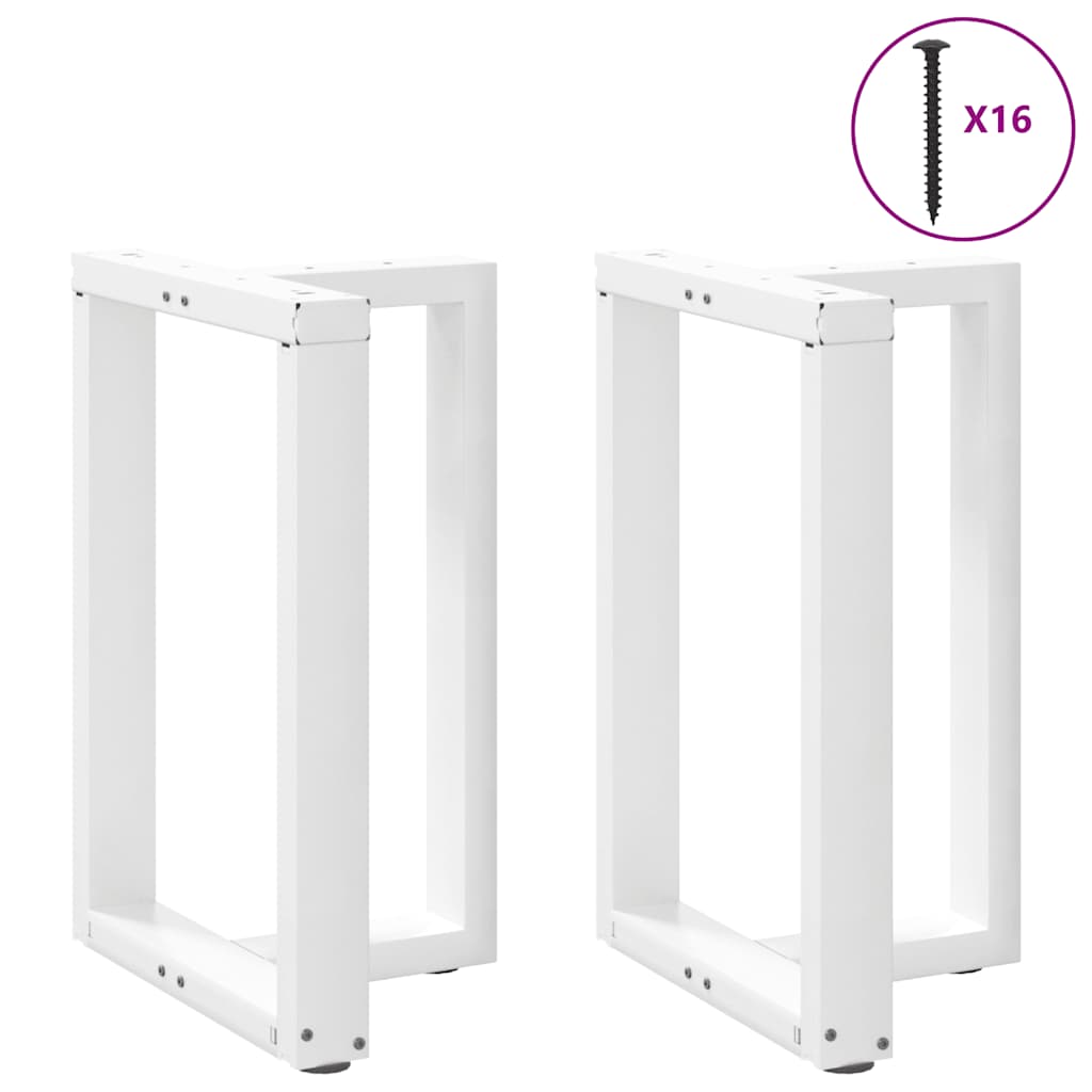 Spisebordben T-formet 2 stk hvit 60x35x(72-73) cm stål