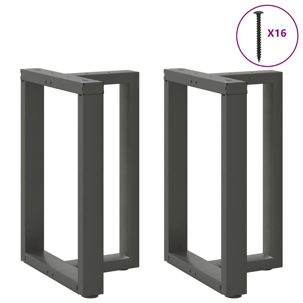 Spisebordben T-formet 2 stk antrasitt 60x35x(72-73) cm stål