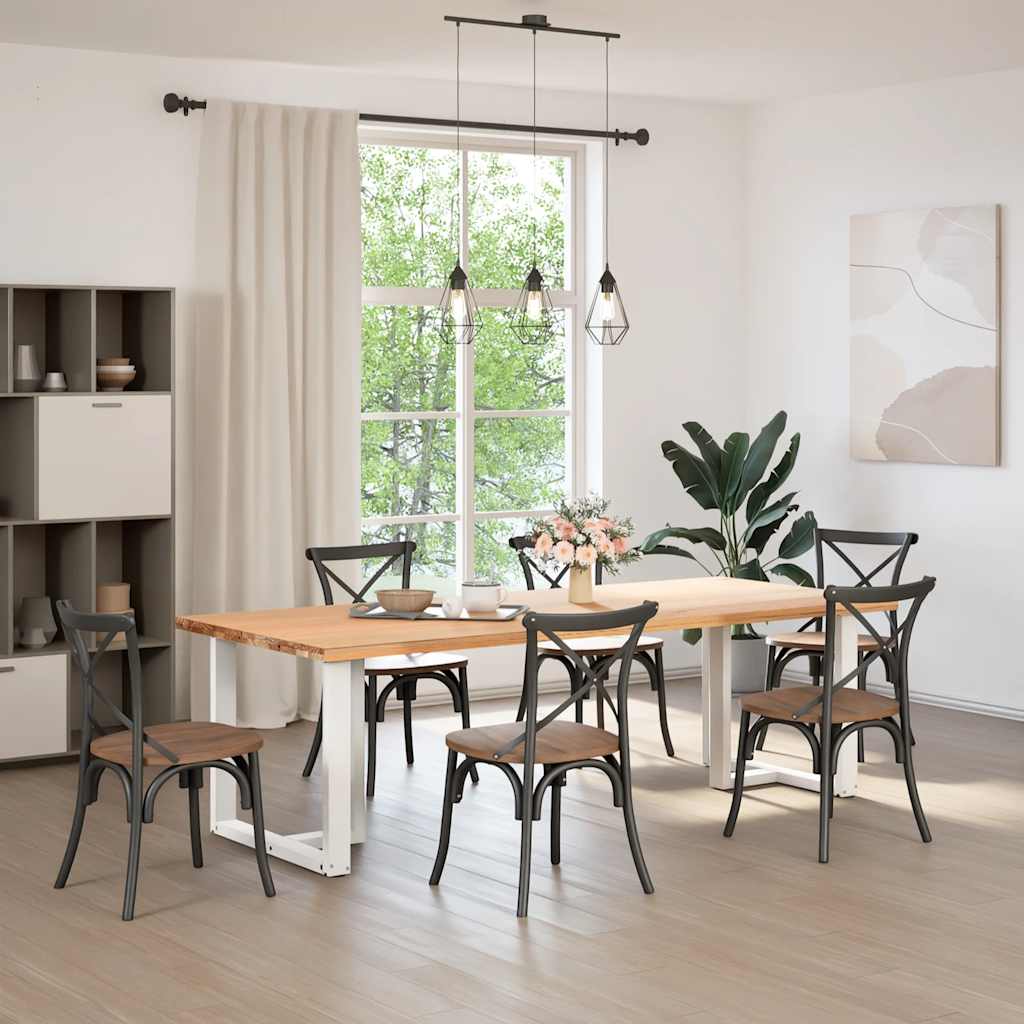 Spisebordben T-formet 2 stk hvit 70x35x(72-73) cm stål