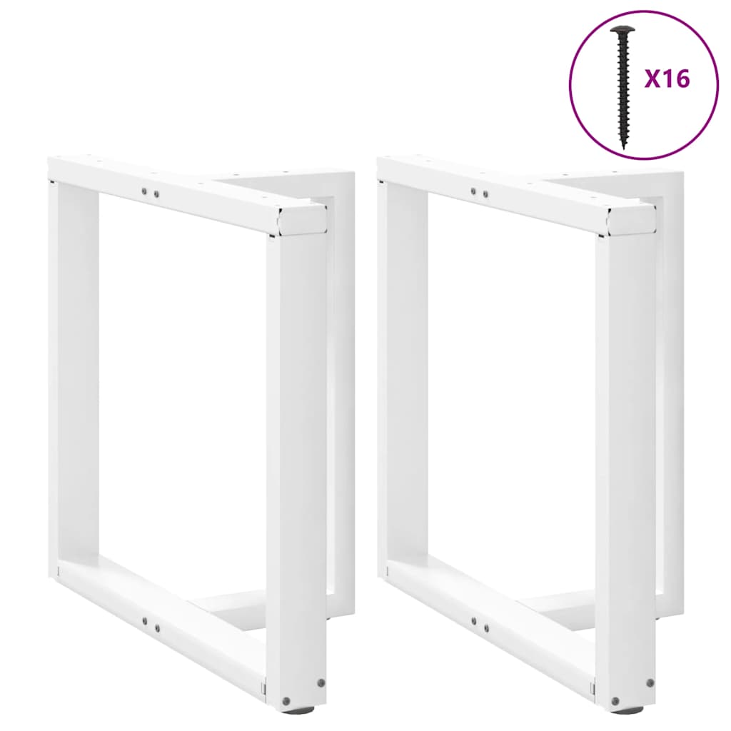 Spisebordben T-formet 2 stk hvit 70x35x(72-73) cm stål