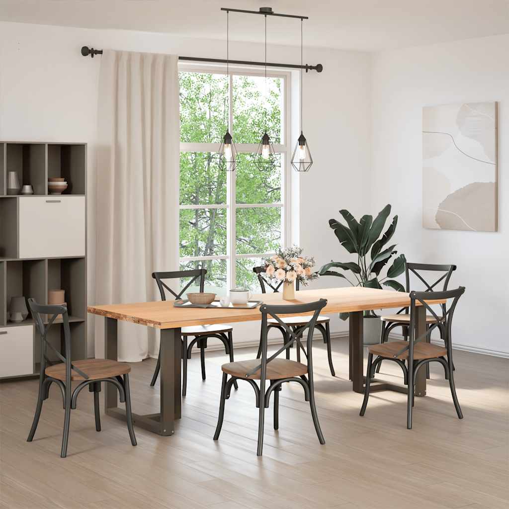 Spisebordben T-formet 2 stk svart 70x35x(72-73) cm stål