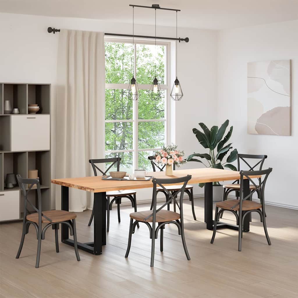 Spisebordben T-formet 2 stk svart 80x35x(72-73) cm stål
