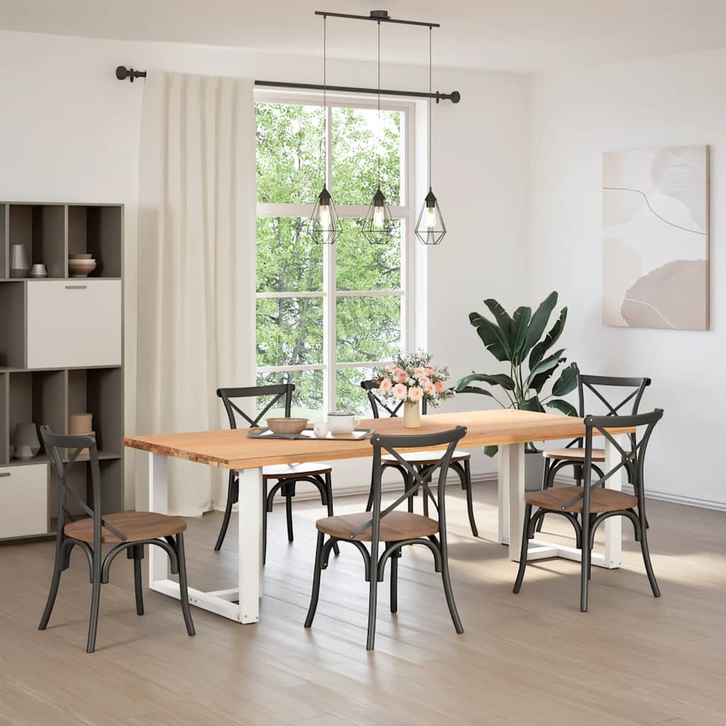 Spisebordben T-formet 2 stk hvit 90x35x(72-73) cm stål