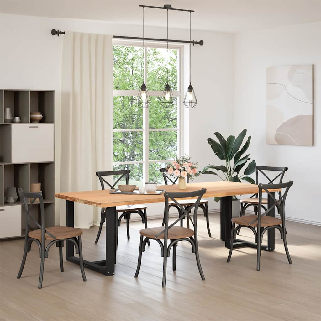 Spisebordben T-formet 2 stk svart 100x35x(72-73) cm stål