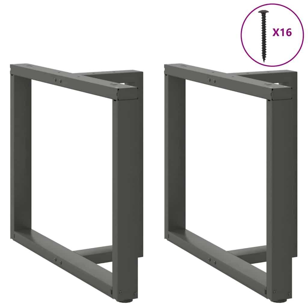 Spisebordben T-formet 2 stk antrasitt 100x35x(72-73) cm stål