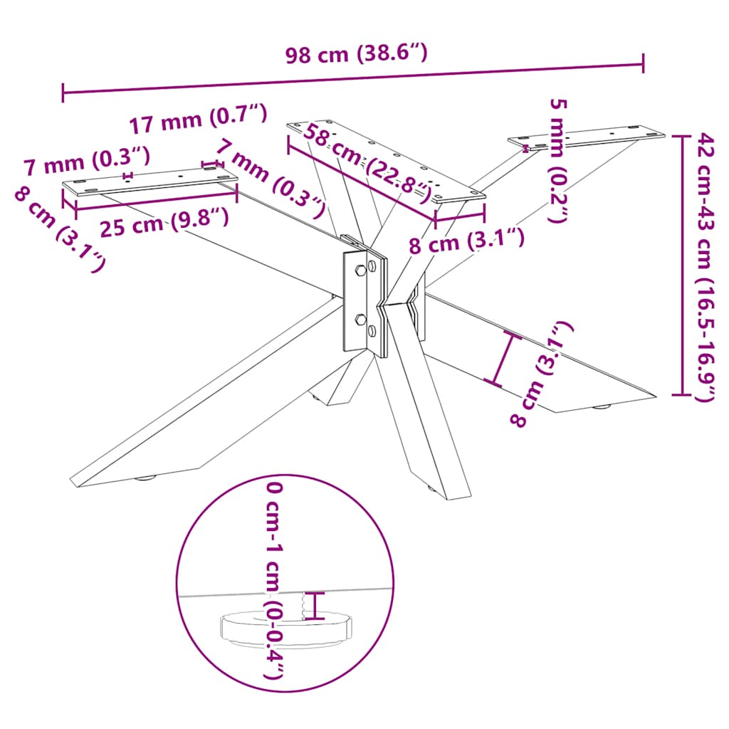 Salongbordben edderkoppformet svart 98x58x(42-43) cm stål