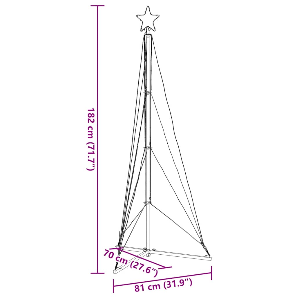 Juletrelys 363 LEDs kald hvit 182 cm