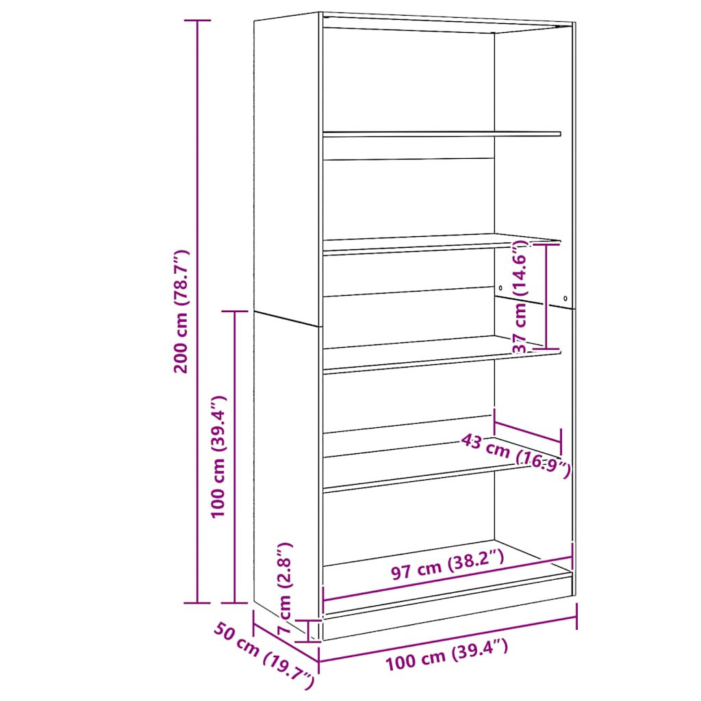 Garderobe artisan eik 100x50x200 cm konstruert tre vidaXL