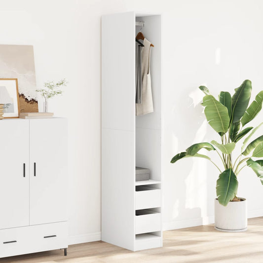 Garderobe hvit 30x50x200 cm konstruert tre
