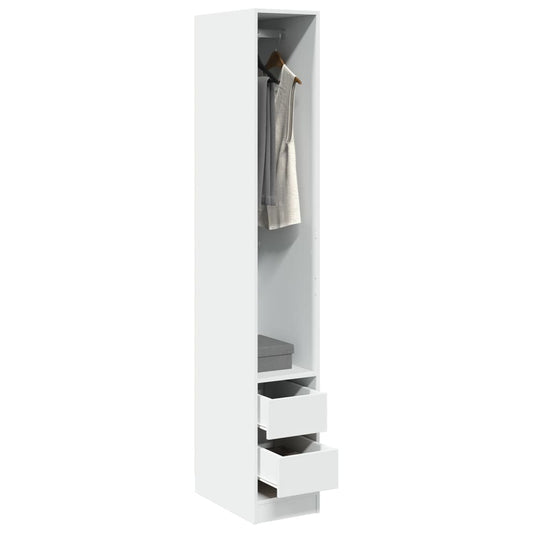 Garderobe hvit 30x50x200 cm konstruert tre