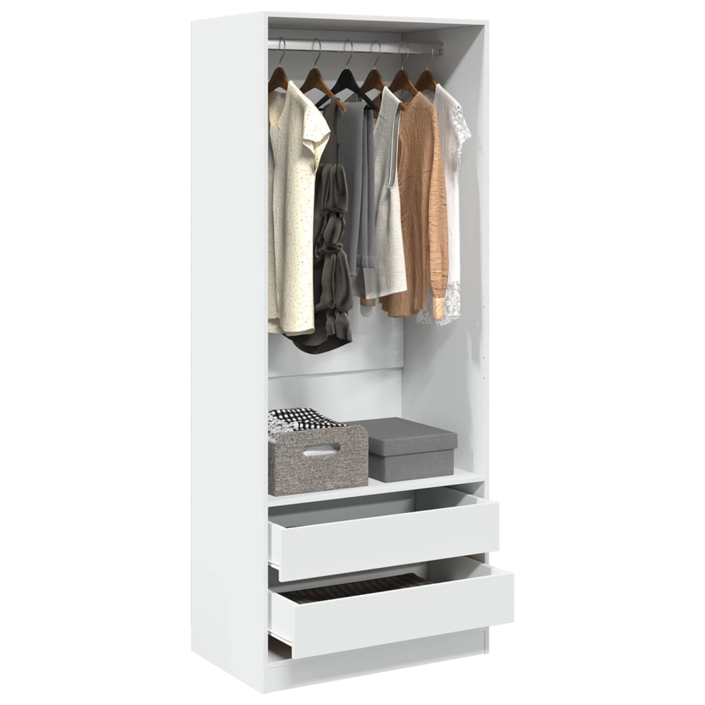 Garderobe hvit 80x50x200 cm konstruert tre