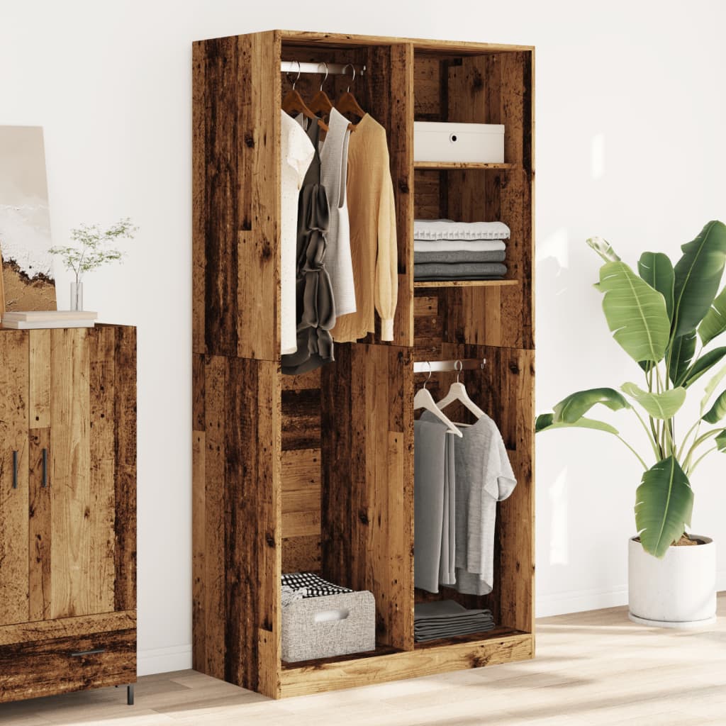 Garderobe gammelt tre 100x50x200 cm konstruert tre vidaXL