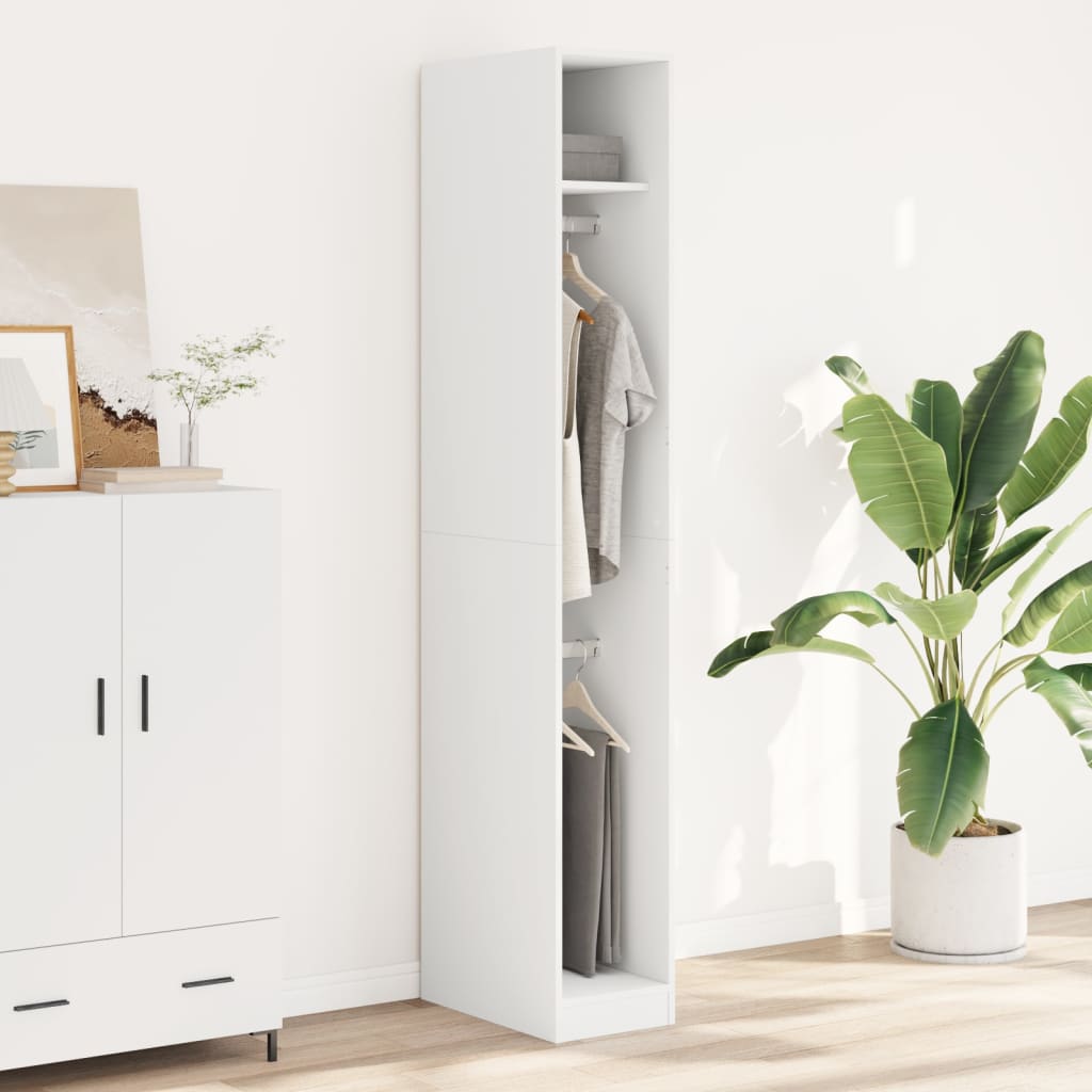 Garderobe hvit 30x50x200 cm konstruert tre