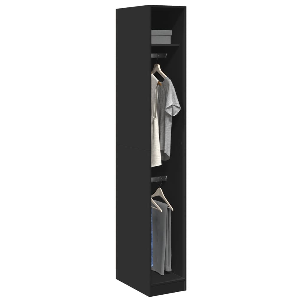 Garderobe svart 30x50x200 cm konstruert tre