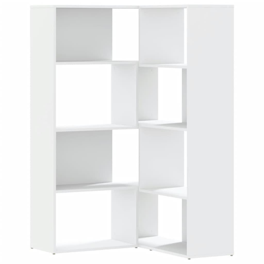 Bokhylle for hjørne 4 etasjer hvit 85x85x140 cm konstruert tre vidaXL
