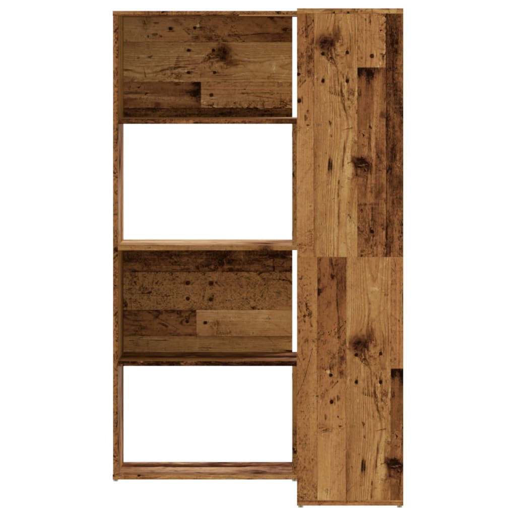 Bokhylle hjørne 4 lag gammelt tre 85x85x140 cm konstruert tre
