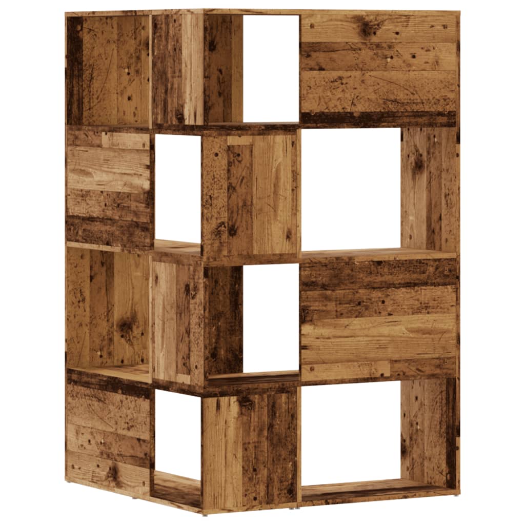 Bokhylle hjørne 4 lag gammelt tre 85x85x140 cm konstruert tre