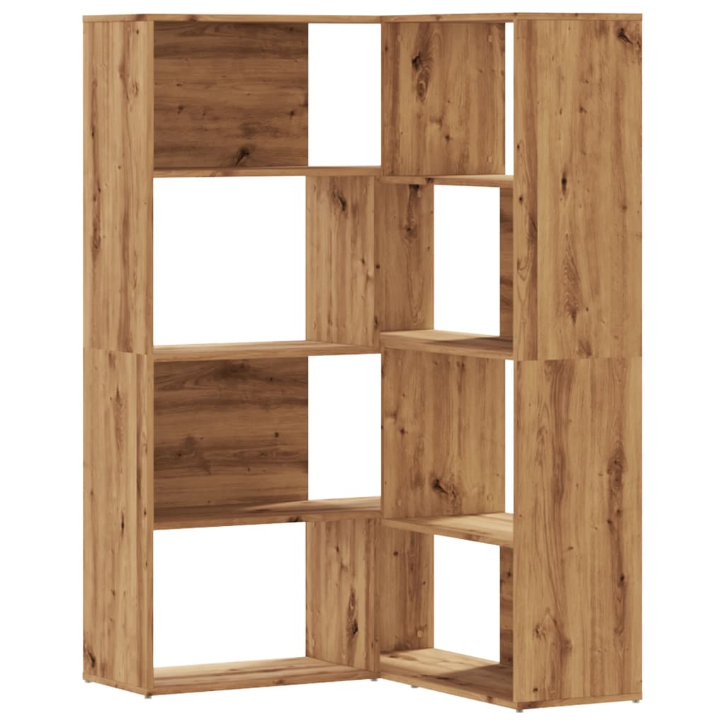 Bokhylle hjørne 5 lag artisan eik 85x85x140 cm konstruert tre