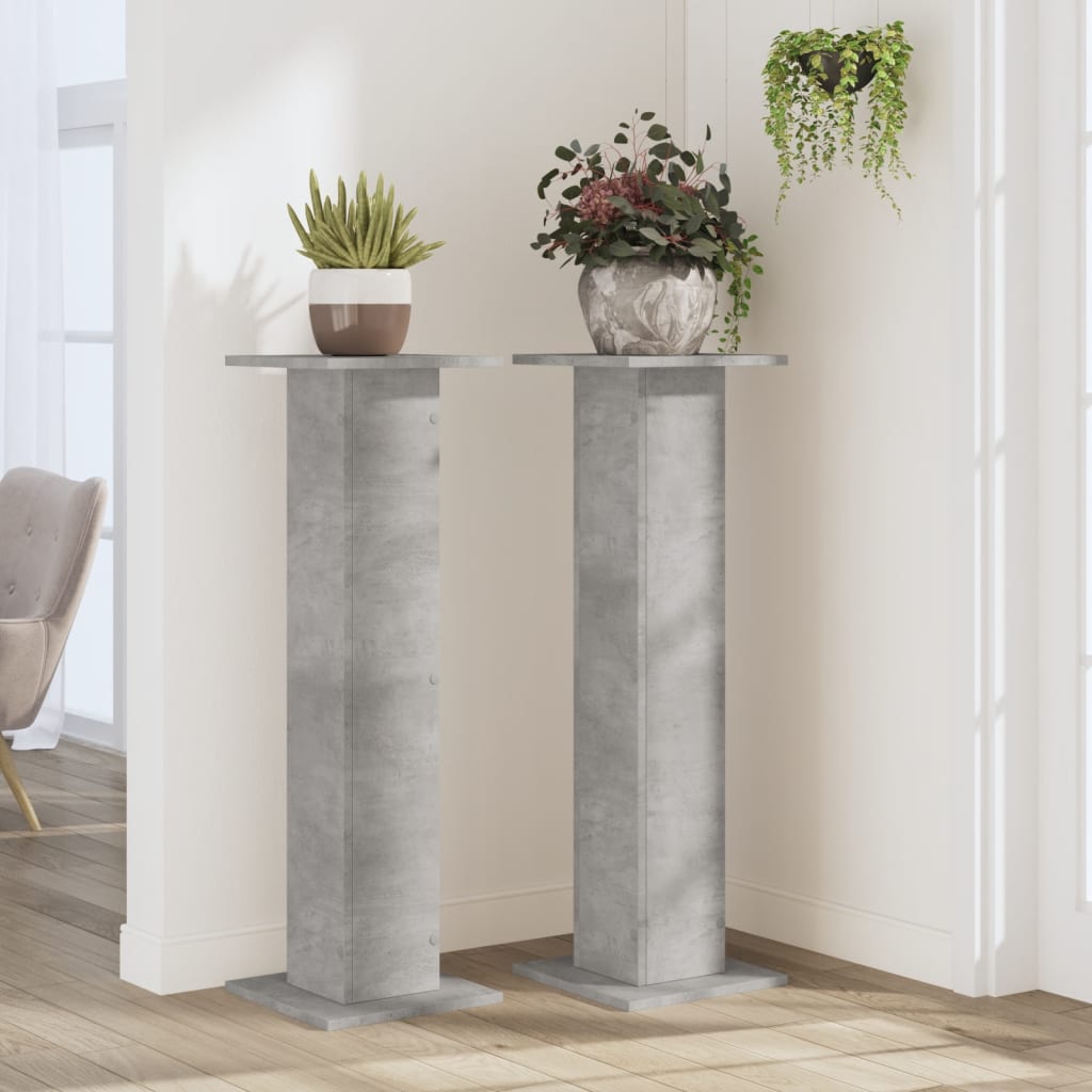 Plantestativer 2 stk betonggrå 30x30x95 cm konstruert tre