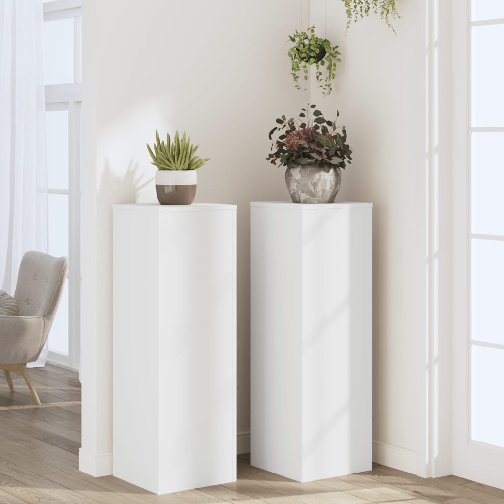 Plantestativer 2 stk hvit 33x33x100 cm konstruert tre