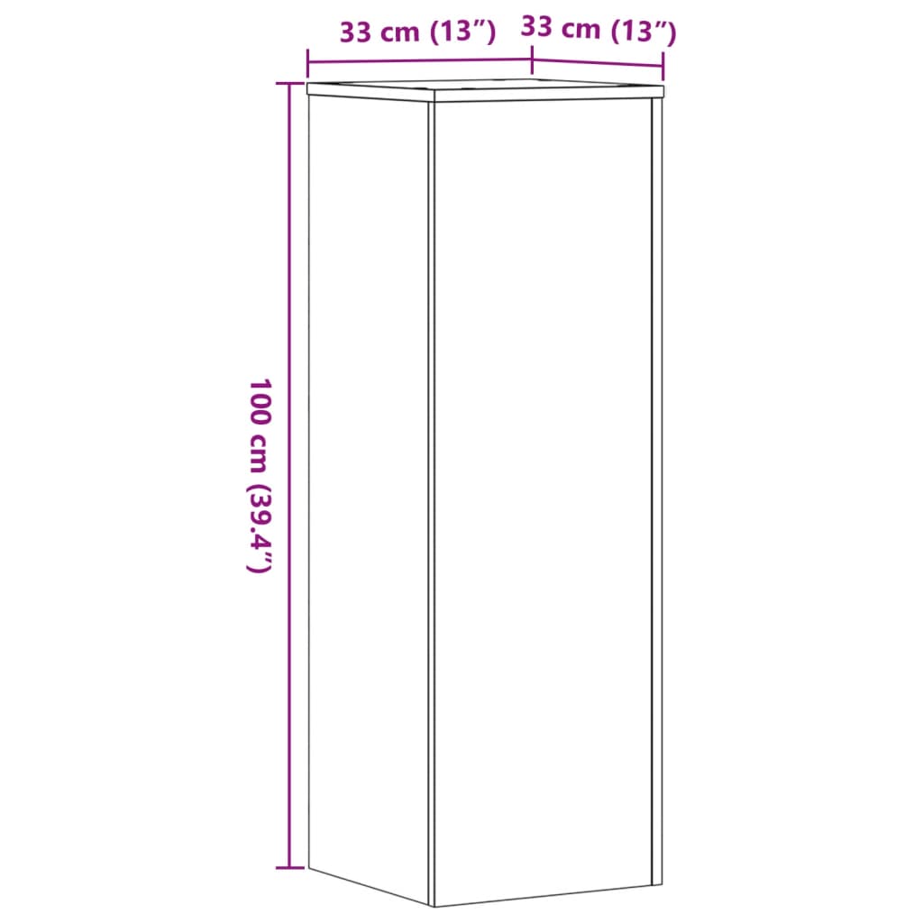 Plantestativer 2 stk sonoma eik 33x33x100 cm konstruert tre