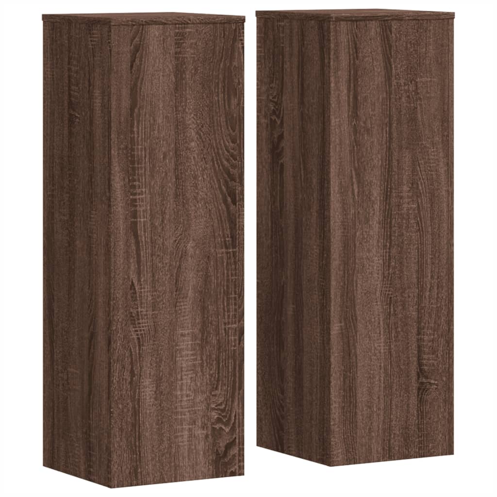 Plantestativer 2 stk brun eik 33x33x100 cm konstruert tre