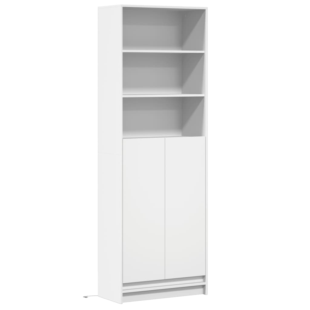 Garderobe med LED hvit 69x32,5x200 cm konstruert tre