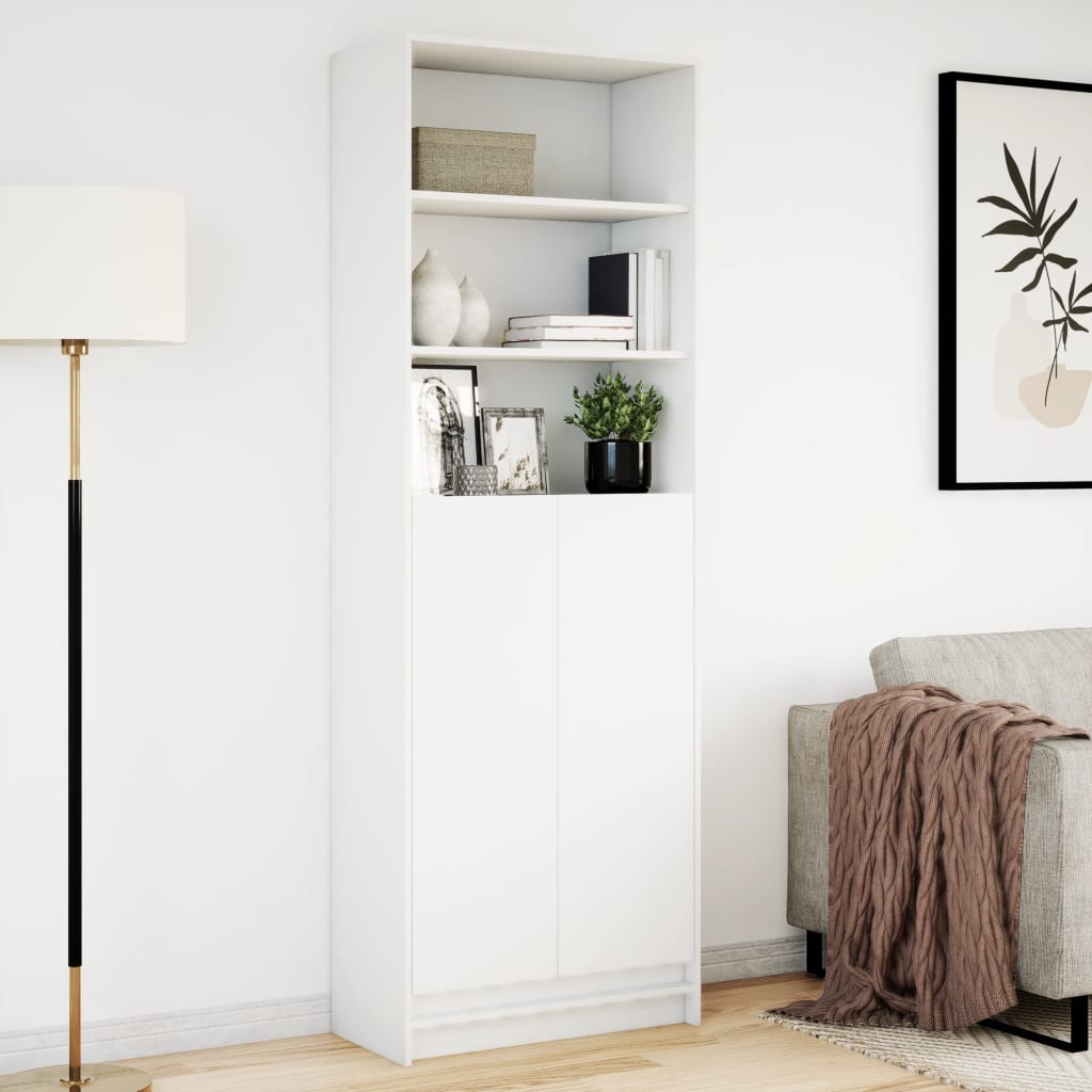Garderobe med LED hvit 69x32,5x200 cm konstruert tre