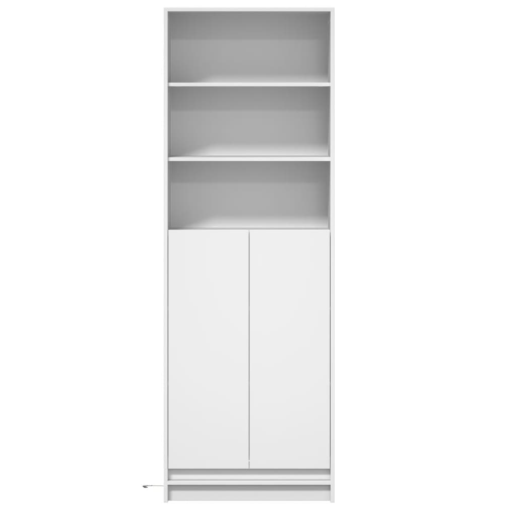 Garderobe med LED hvit 69x32,5x200 cm konstruert tre