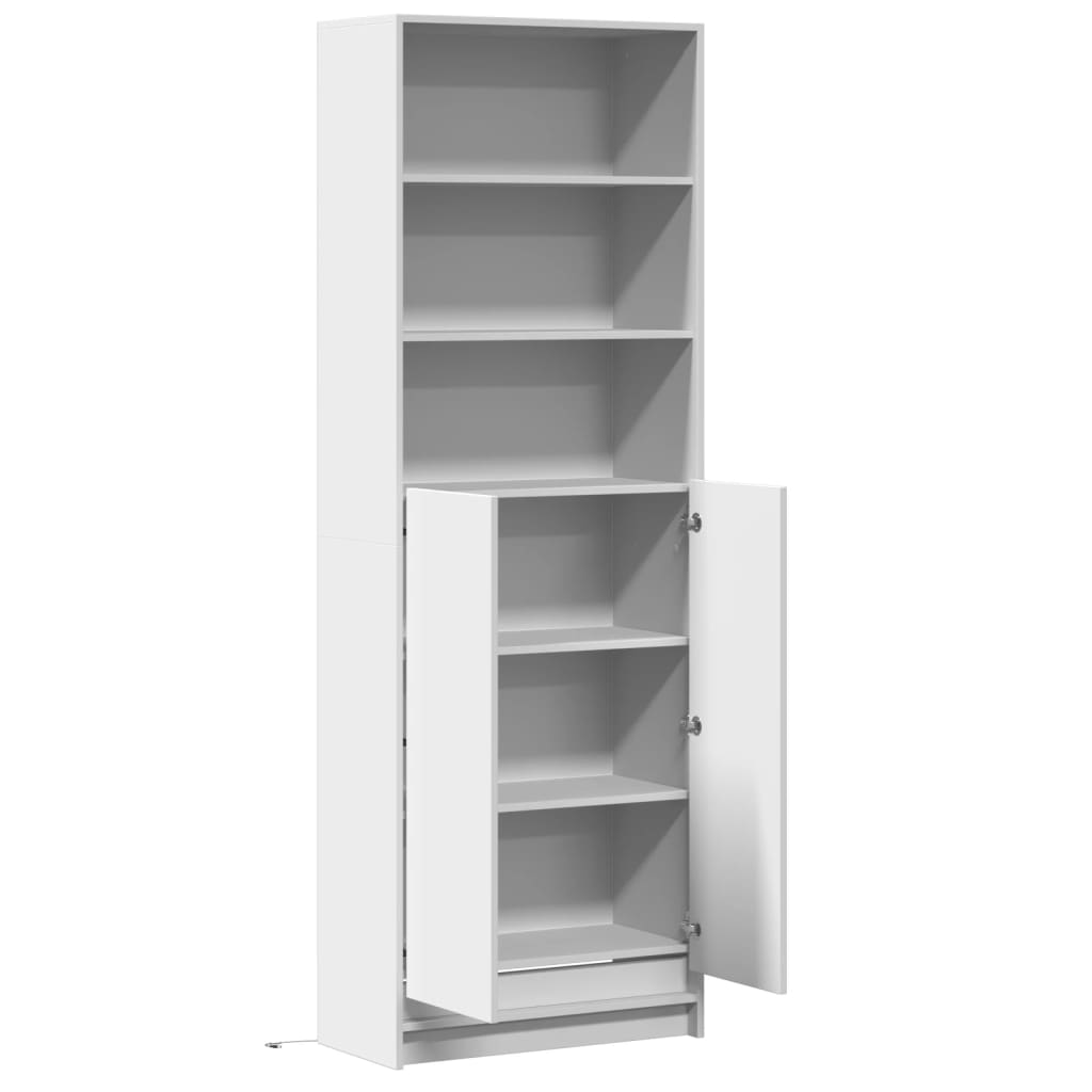 Garderobe med LED hvit 69x32,5x200 cm konstruert tre