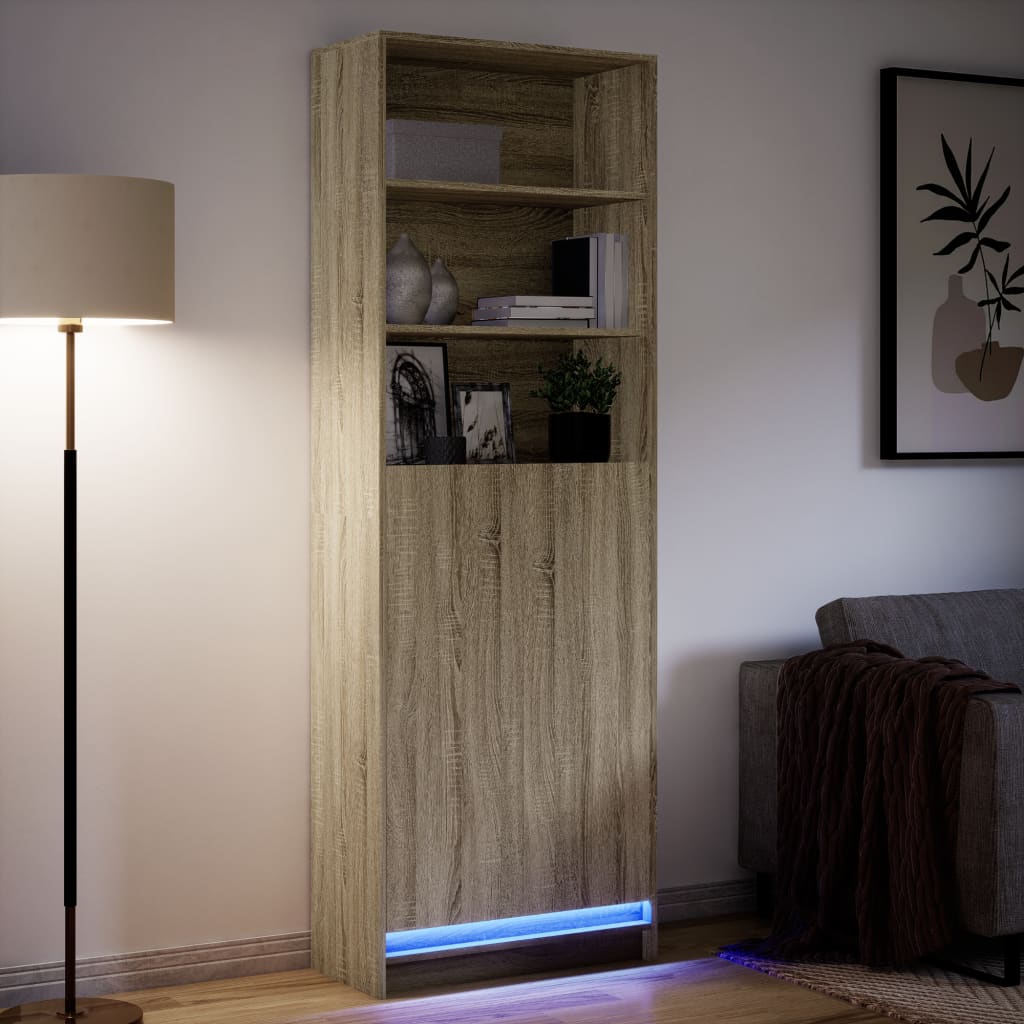 Garderobe med LED sonoma eik 69x32,5x200 cm konstruert tre