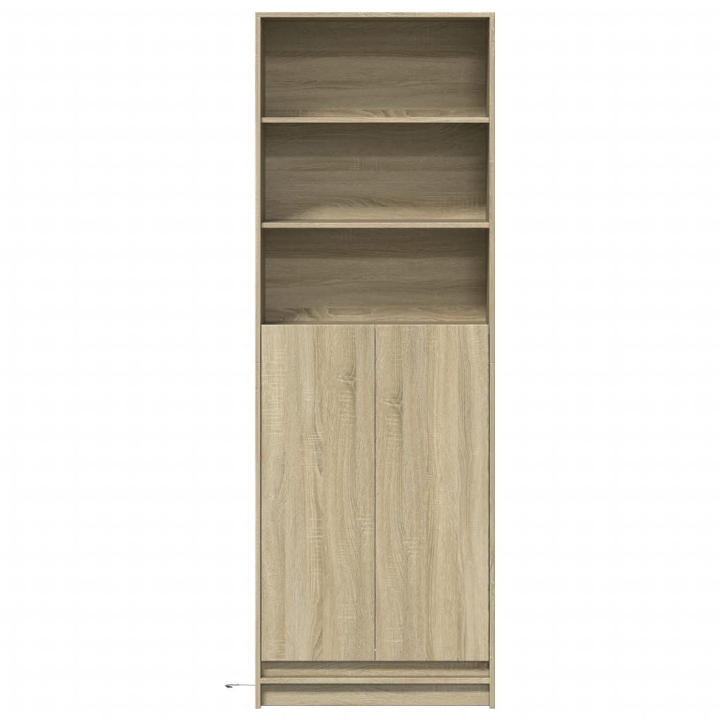 Garderobe med LED sonoma eik 69x32,5x200 cm konstruert tre