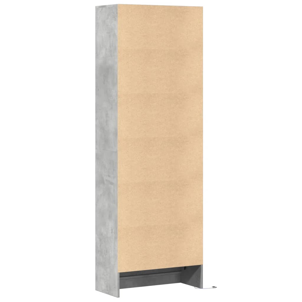 Garderobe med LED betonggrå 69x32,5x200 cm konstruert tre