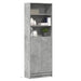 Garderobe med LED betonggrå 69x32,5x200 cm konstruert tre