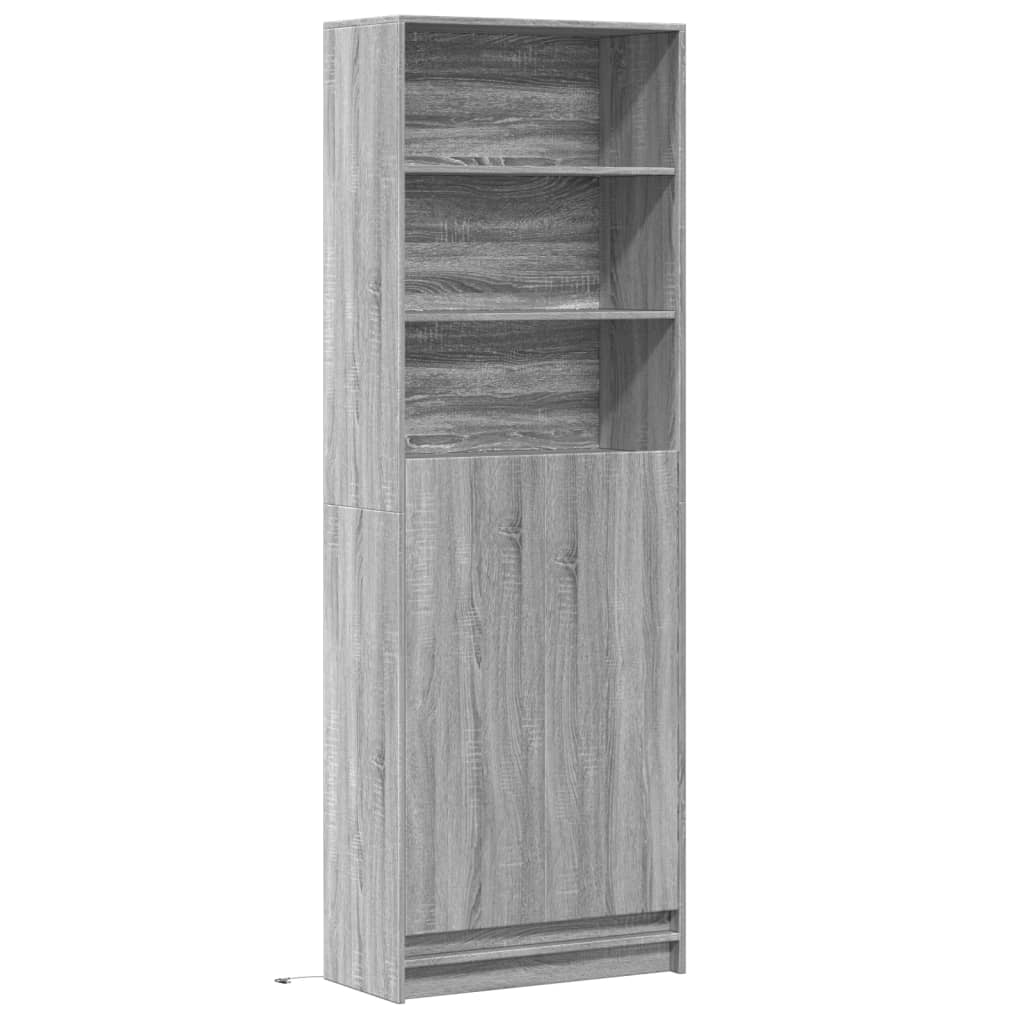 Garderobe med LED grå sonoma 69x32,5x200 cm konstruert tre