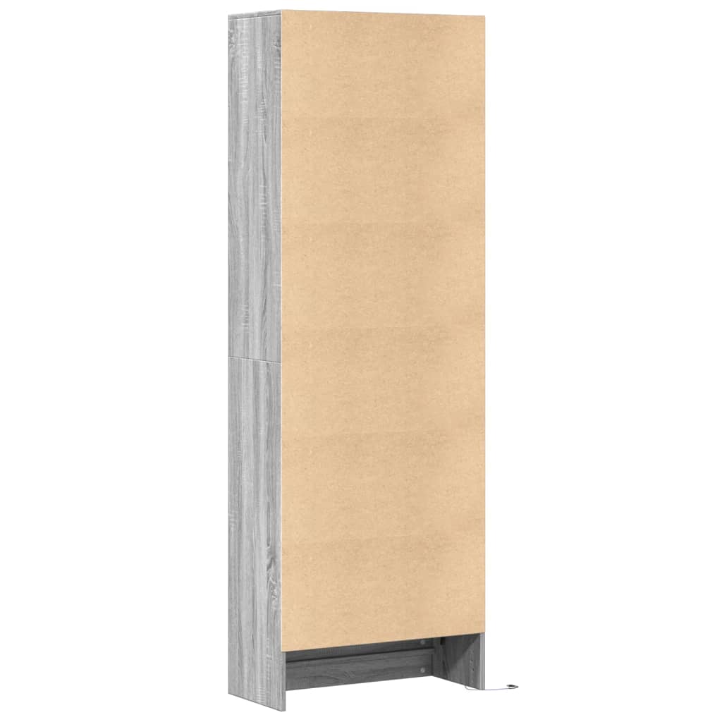 Garderobe med LED grå sonoma 69x32,5x200 cm konstruert tre