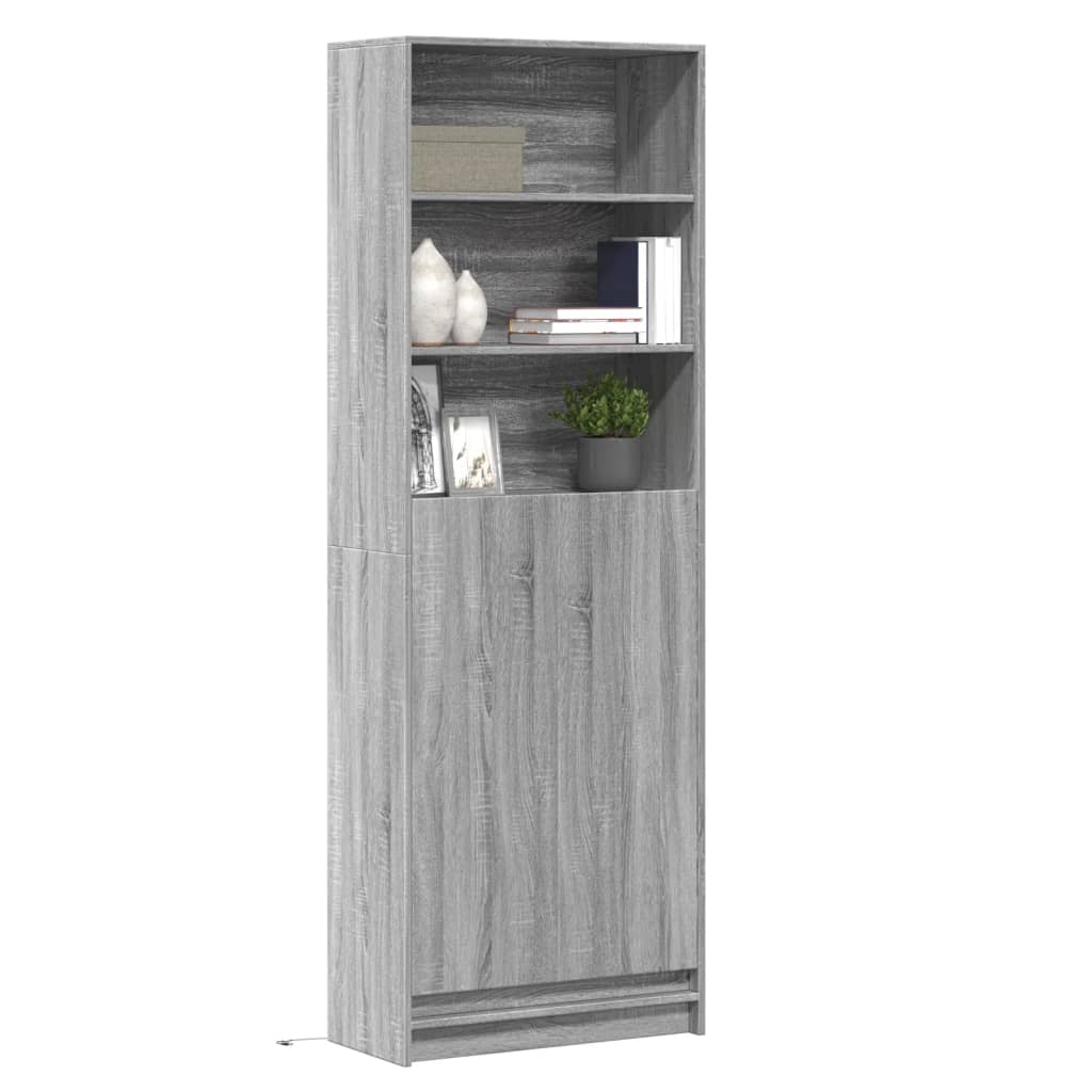 Garderobe med LED grå sonoma 69x32,5x200 cm konstruert tre
